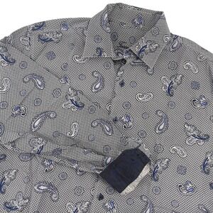 Tasso Elba Men's Paisley Print Button-Down Shirt Long Sleeve‎ Cotton L